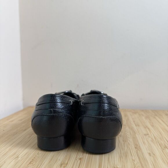 Talbots Black Leather Loafers Silver Rings Women’s Size 8B Walking Casual - Picture 4 of 10